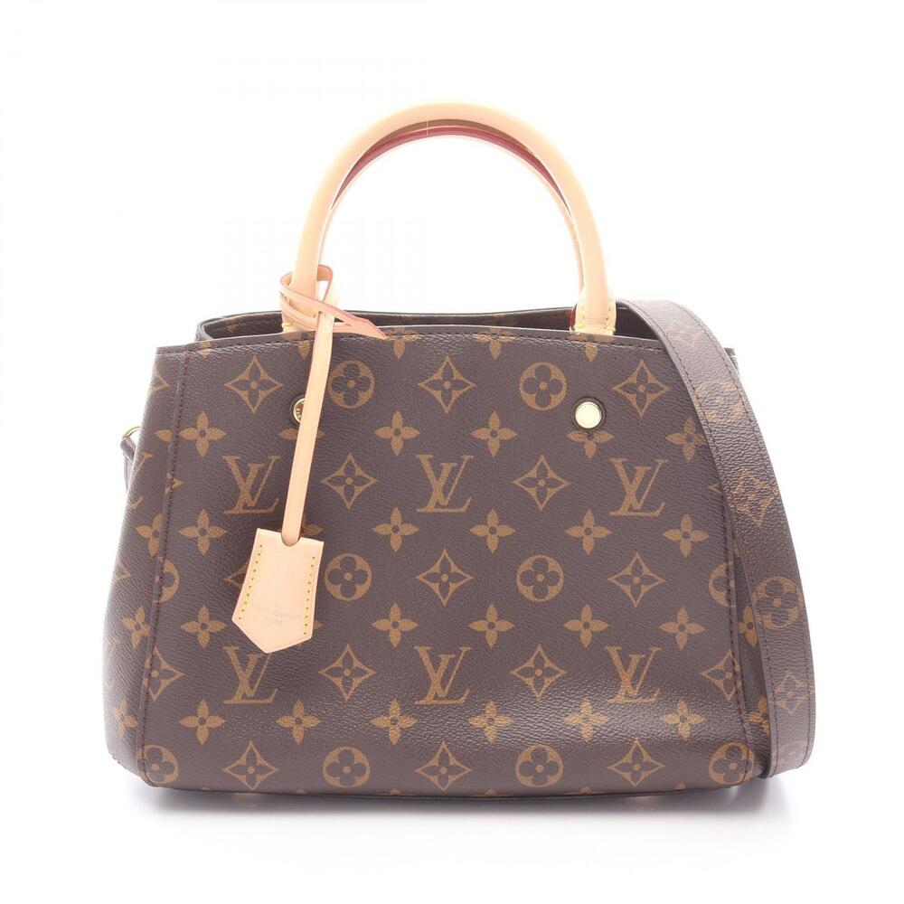 Louis Vuitton Montaigne Handbag canvas leather Monogram brown